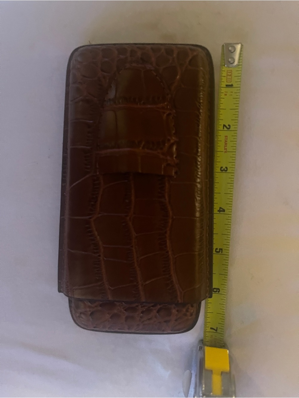 Brown Croc-Embossed Leather Men’s Accessory Case